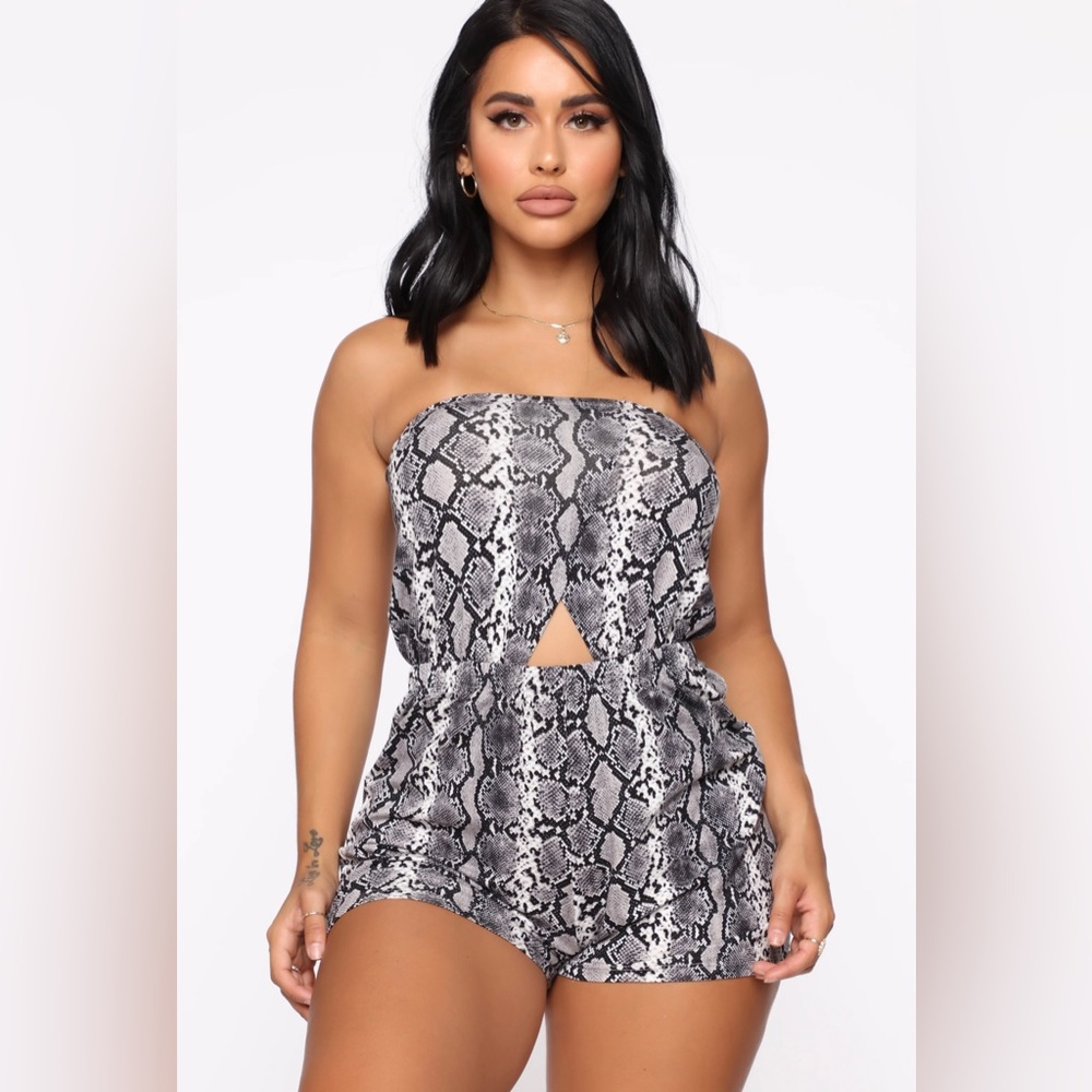 Grey Snakeskin Romper